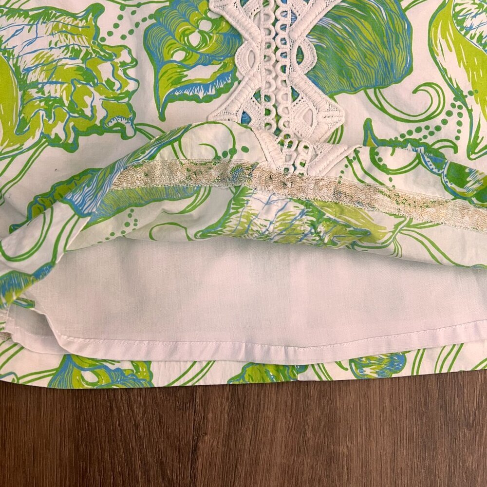 Lilly Pulitzer Jubilee Girls Seashell Green White Shift Dress Sz 4 - Picture 7 of 10